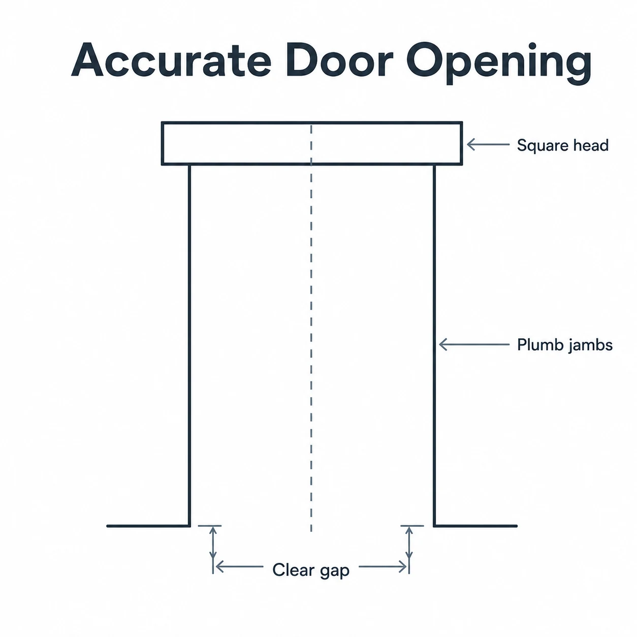 Graphic showing a square and plumb first fix door opening