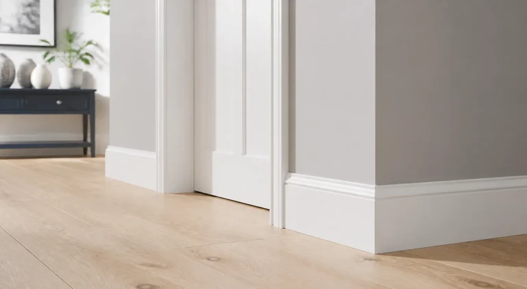 Finished architrave and skirting in a clean decorated interior